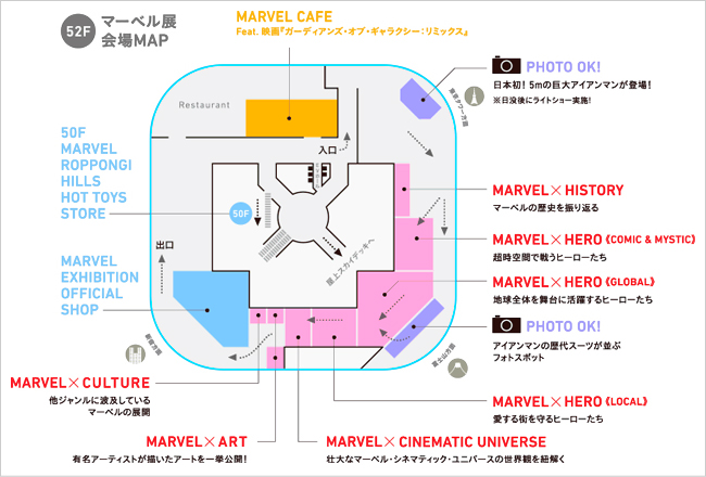 マーベル展展示構成 会場マップ