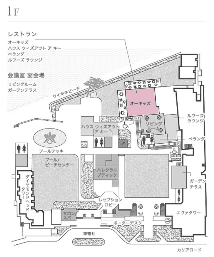 ハレクラニ内のオーキッズの地図
