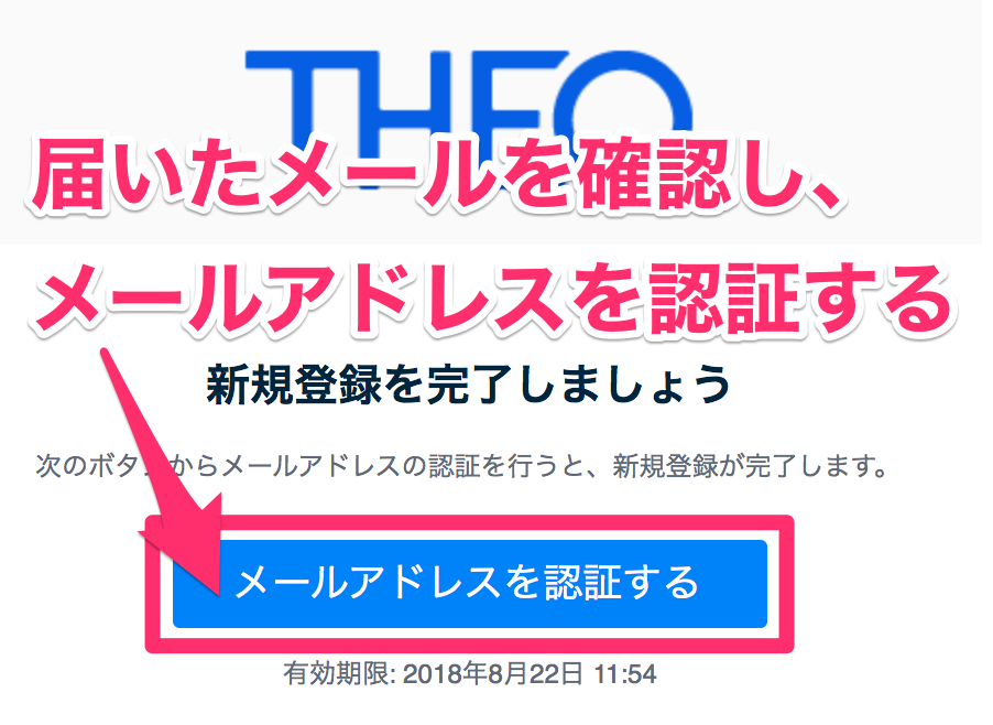 【THEO】メールアドレスを認証する
