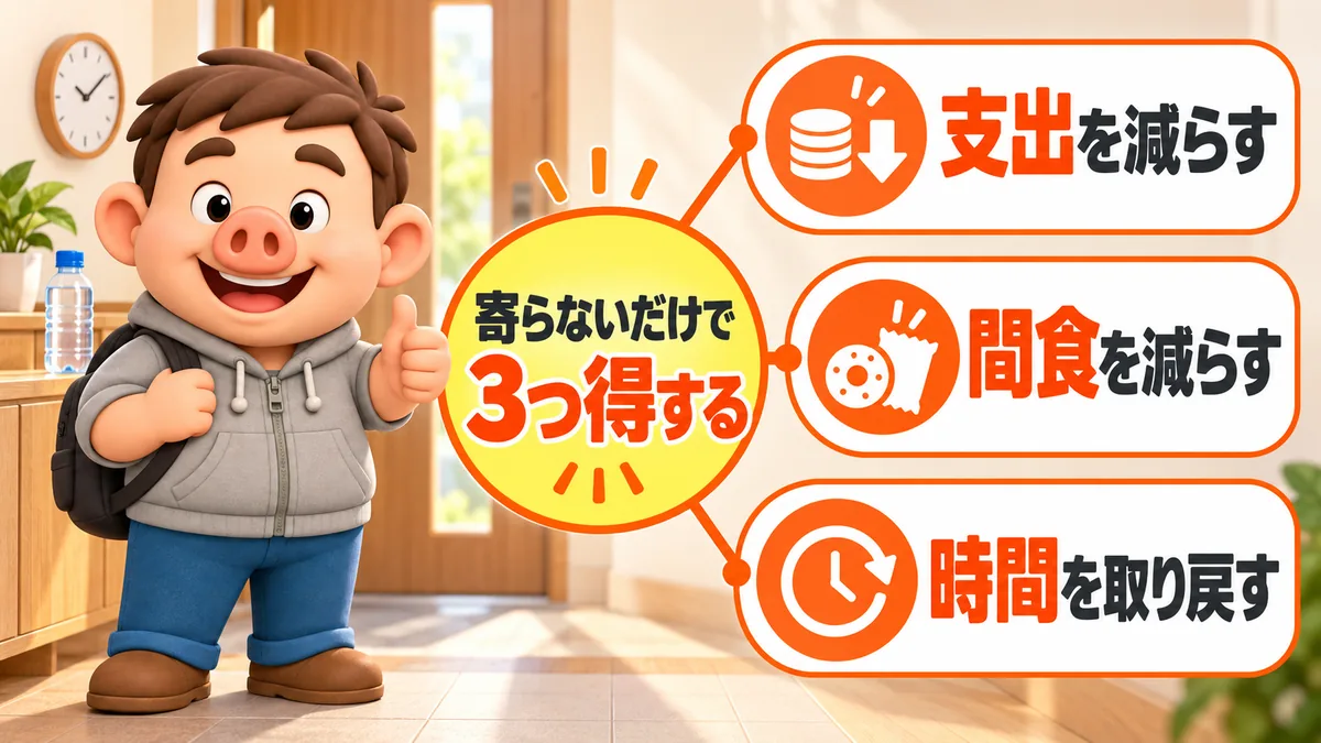 コンビニに寄らないことで支出・間食・寄り道時間を減らせる3つのメリット