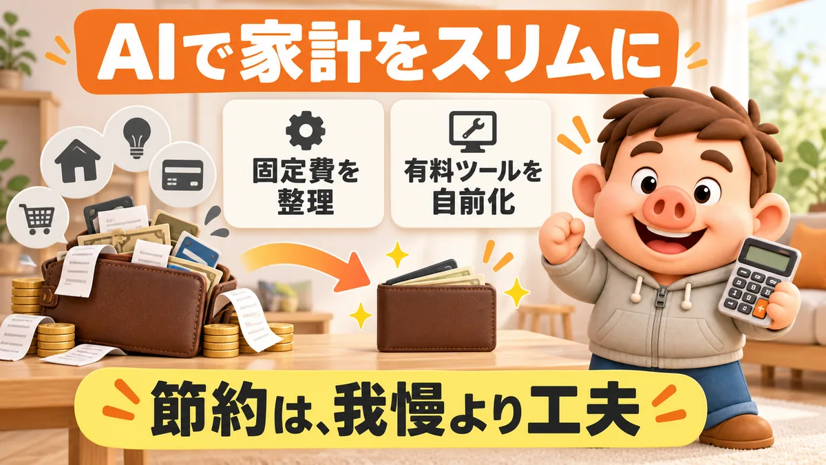 固定費の整理と有料ツールの自前化によって、我慢より工夫で家計をスリムにする図