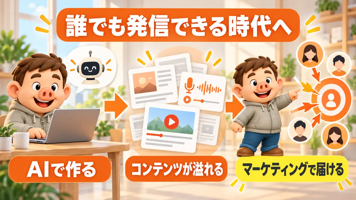 AIで誰でも発信できてコンテンツが溢れる時代ほど、マーケティングで必要な人に届けることが大切になる図