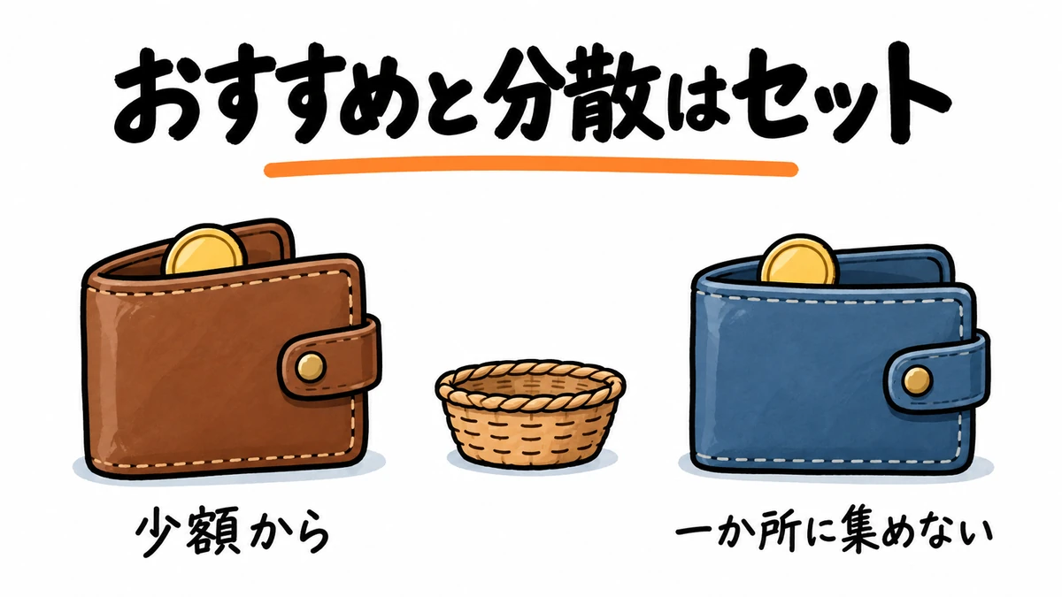 少額から始めて一か所に集めず、レンディング先を分散するイメージ